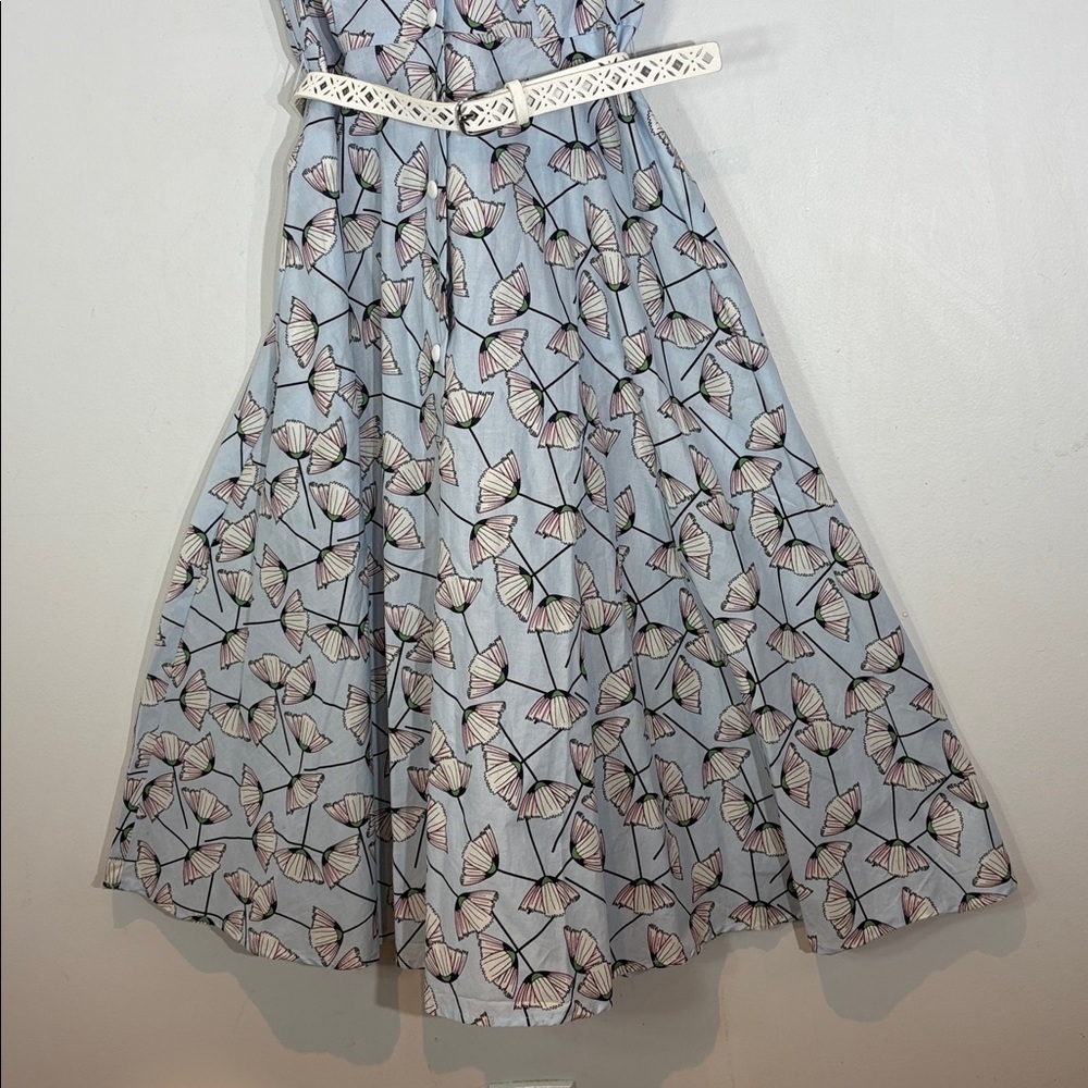 Unique Vintage sleeveless 100% cotton floral flare dress size small NWT - Picture 3 of 13